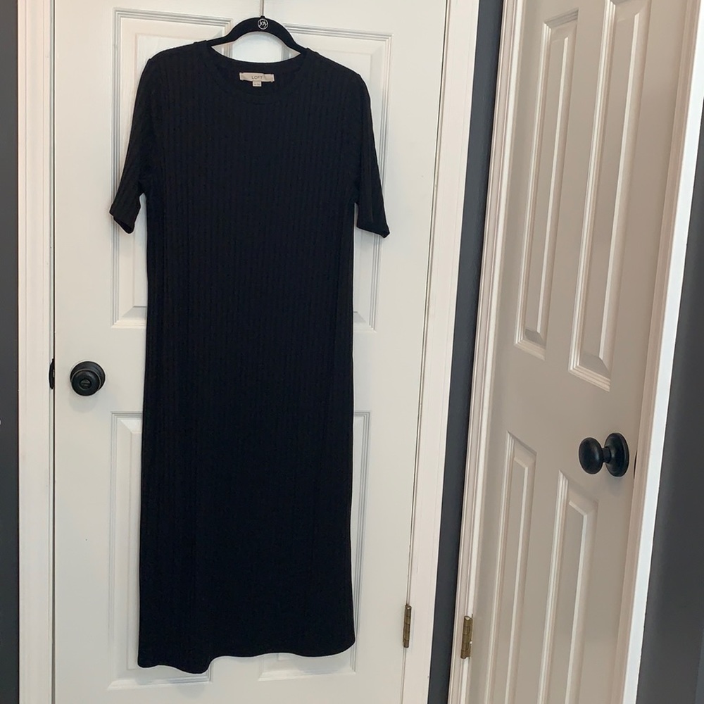 LOFT Black Midi Dress